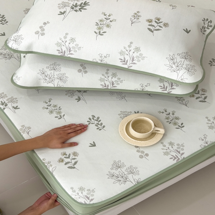 91家纺网 家纺一手货源 找家纺 2025年新款600D丝滑冰丝凉席-床笠款 清凉一叶