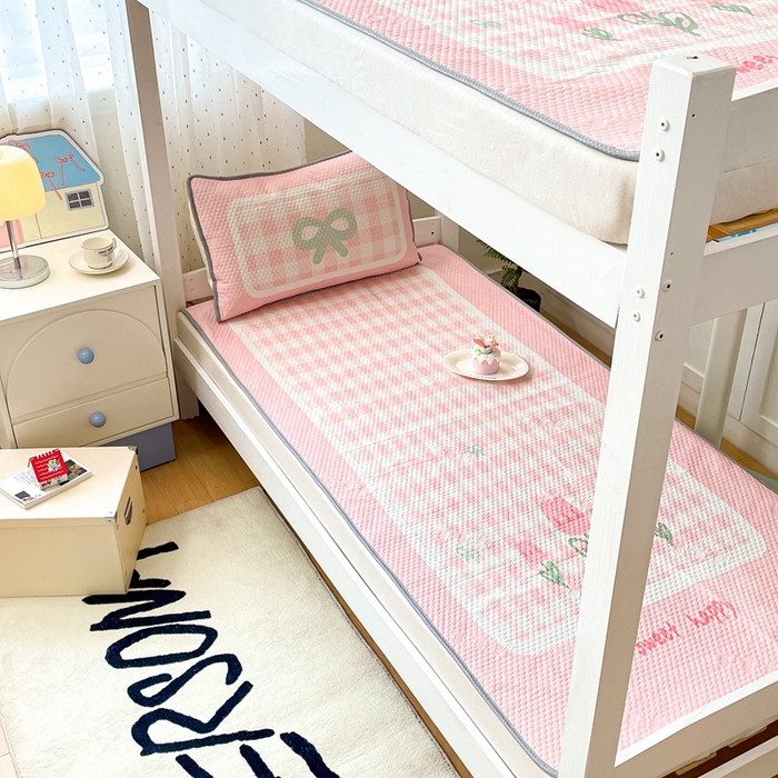 91家纺网 家纺一手货源 找家纺 川悦生活 2025新款大阪冰豆豆凉感凉席三件套 杏运花