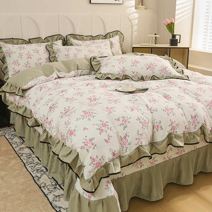 91家纺网 家纺一手货源 找家纺 铠畅家纺 2025新款有氧双层纱印花夹棉床盖四件套-终版 晨曦微露