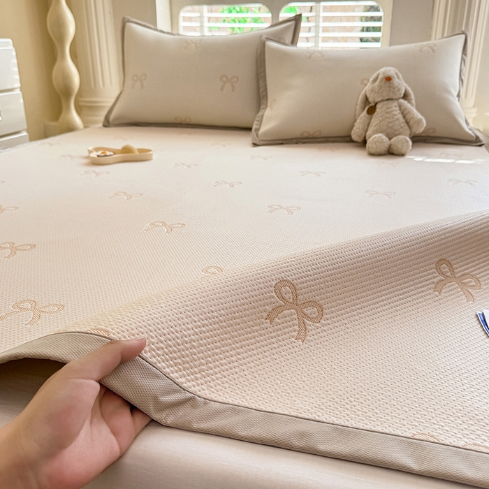 91家纺网 家纺一手货源 找家纺 （总）丝印良品 2025新款A类提花凉感豆豆复合凉席套件