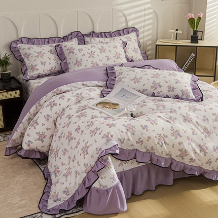 铠畅家纺 2025新款有氧双层纱印花夹棉床盖四件套-终版 椿野