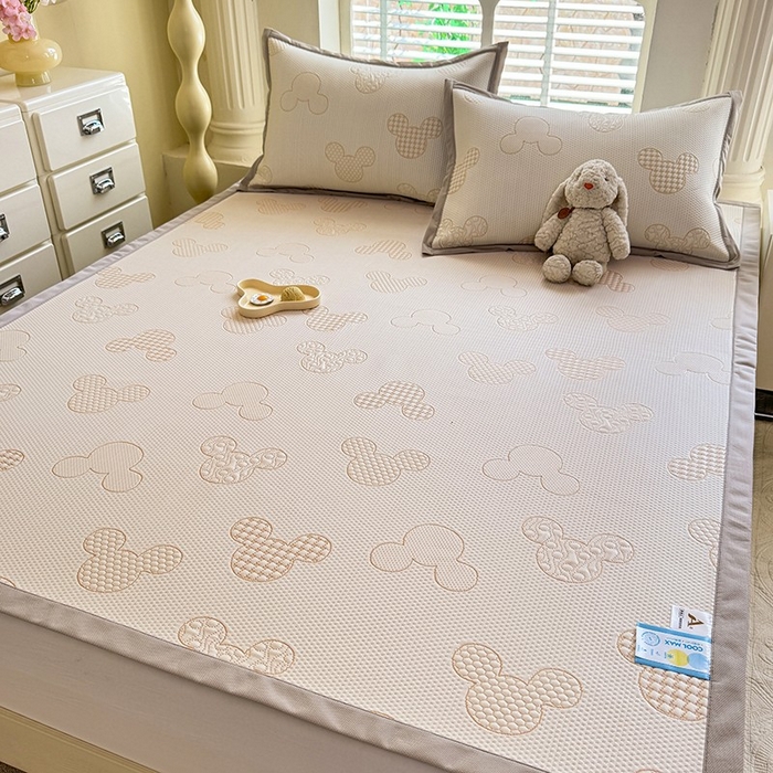 91家纺网 家纺一手货源 找家纺 丝印良品 2025新款A类提花凉感豆豆复合凉席套件 提花豆豆-米琦