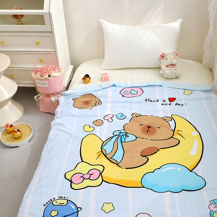 91家纺网 家纺一手货源 找家纺 八零年代 2025新款儿童A类天丝夏被冰爽棉空调被凉感被幼儿园凉席夏被三件套