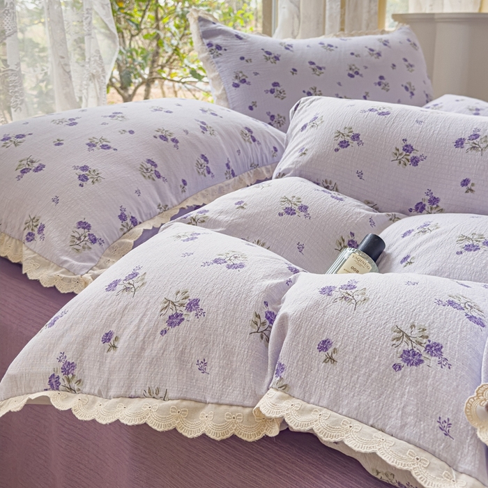 91家纺网 家纺一手货源 找家纺 可思家纺 2025新款法式皱皱纱四件套 绮梦