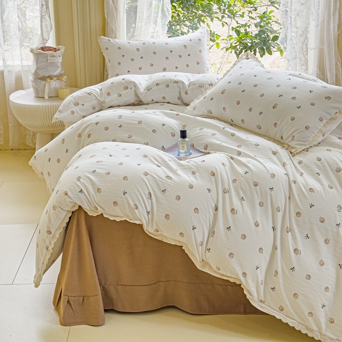 91家纺网 家纺一手货源 找家纺 可思家纺 2025新款法式皱皱纱四件套 极简主义