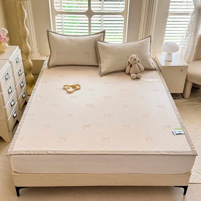 91家纺网 家纺一手货源 找家纺 （总）丝印良品 2025新款A类提花凉感豆豆复合凉席套件