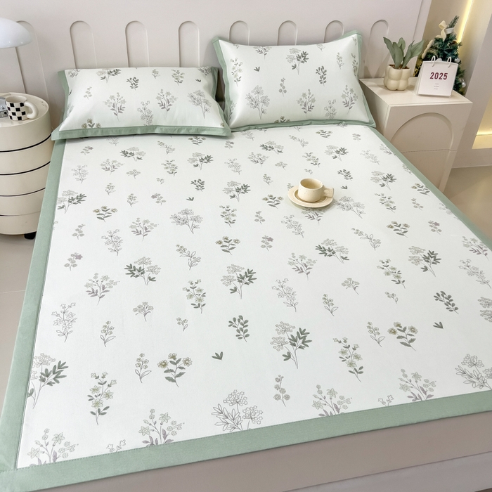 91家纺网 家纺一手货源 找家纺 倾慕家纺 2025年新款600D丝滑冰丝凉席-床席款 清凉一叶