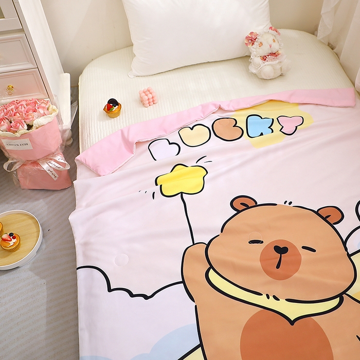 91家纺网 家纺一手货源 找家纺 八零年代 2025新款儿童A类天丝夏被冰爽棉空调被凉感被幼儿园凉席夏被三件套