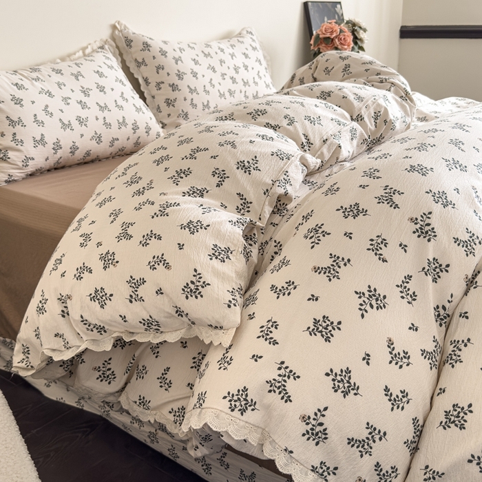 91家纺网 家纺一手货源 找家纺 可思家纺 2025新款法式皱皱纱四件套 秋语