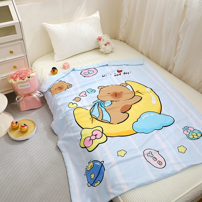 91家纺网 家纺一手货源 找家纺 八零年代 2025新款儿童A类天丝夏被冰爽棉空调被凉感被幼儿园凉席夏被三件套