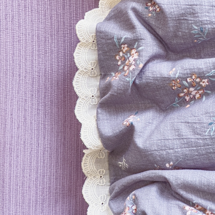 91家纺网 家纺一手货源 找家纺 可思家纺 2025新款法式皱皱纱四件套 幽兰栀子