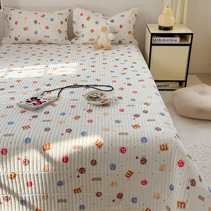 91家纺网 家纺一手货源 找家纺 TT.one 塔塔家居 2025新款全棉双层纱贝壳边夏被系列 床盖·趣味豆豆