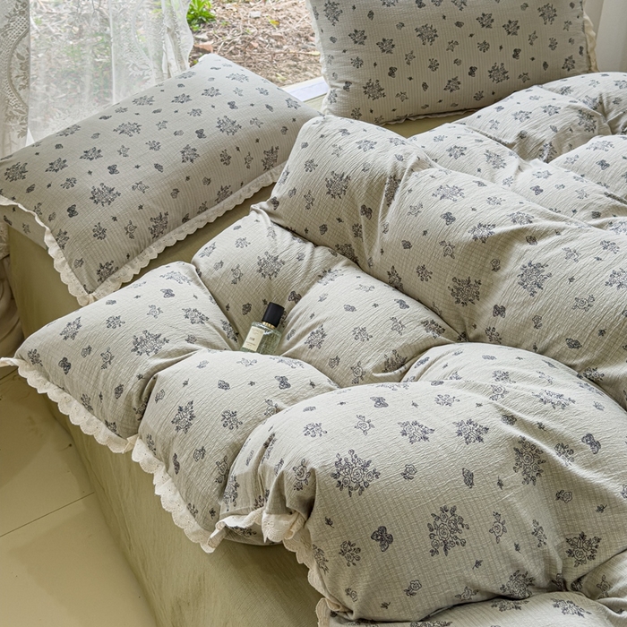 91家纺网 家纺一手货源 找家纺 （总）可思家纺 2025新款法式皱皱纱四件套