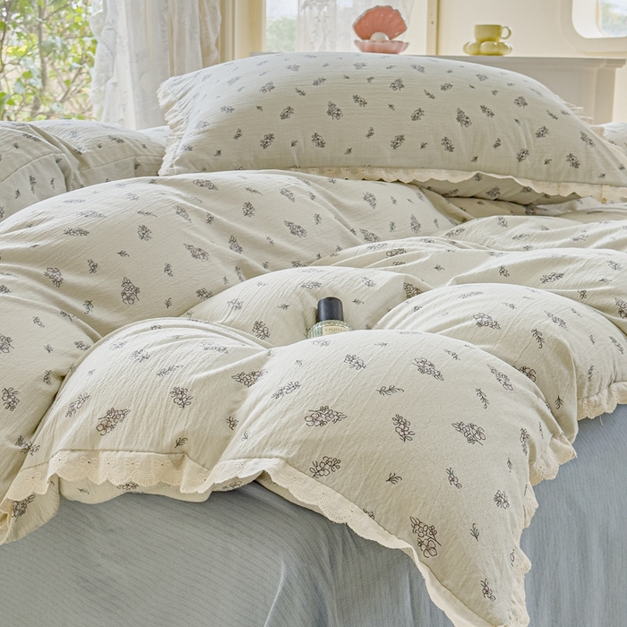 91家纺网 家纺一手货源 找家纺 可思家纺 2025新款法式皱皱纱四件套 南城旧事