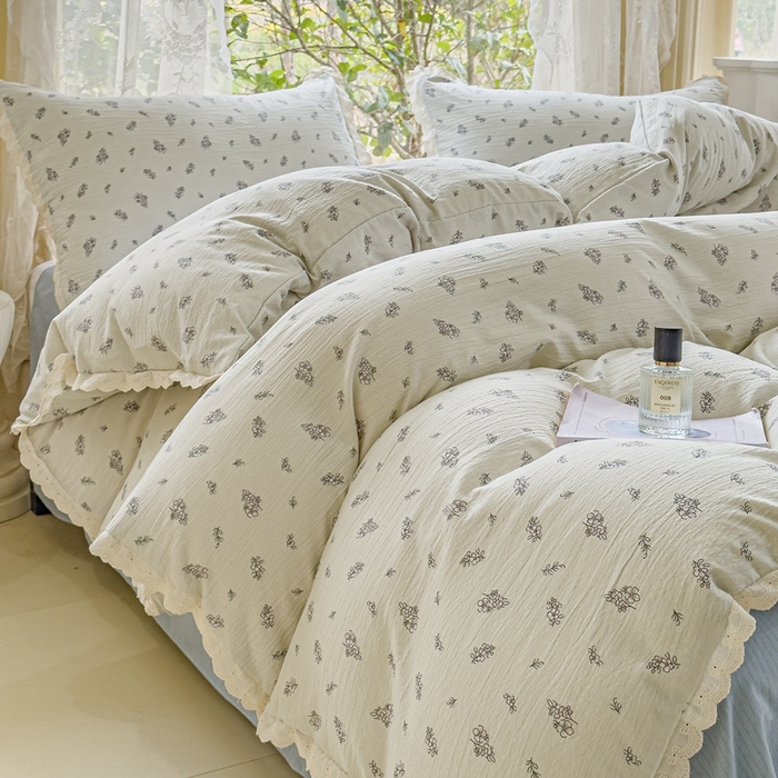 91家纺网 家纺一手货源 找家纺 可思家纺 2025新款法式皱皱纱四件套 南城旧事