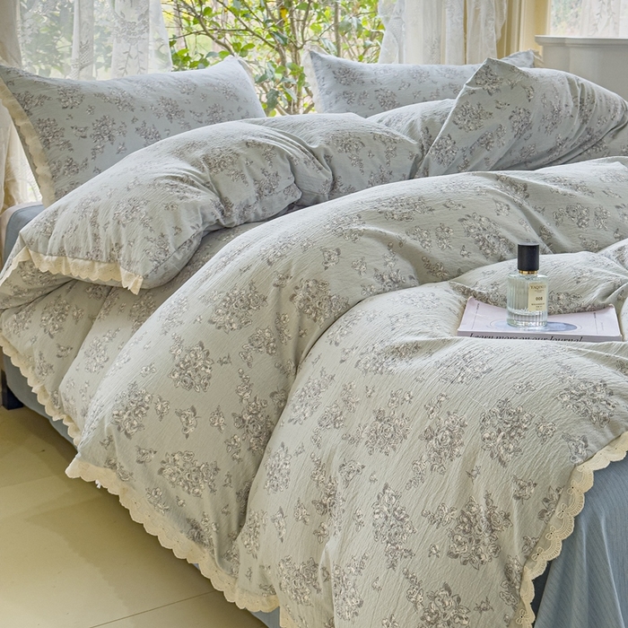 91家纺网 家纺一手货源 找家纺 可思家纺 2025新款法式皱皱纱四件套 莱茵河畔