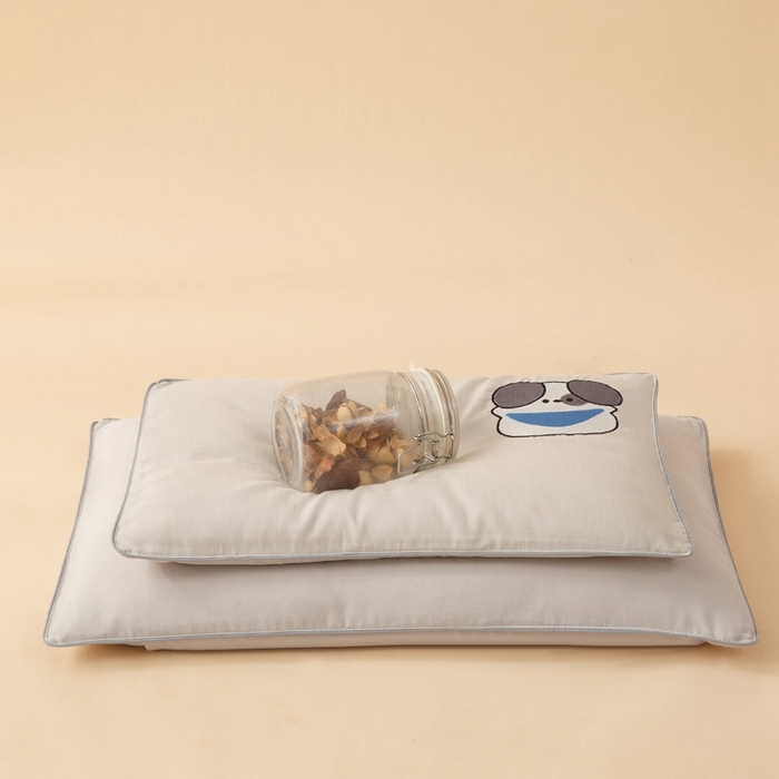 91家纺网 家纺一手货源 找家纺 喜多兔2025新款小轻柔纯棉双层纱枕套枕头 灰色Q小狗