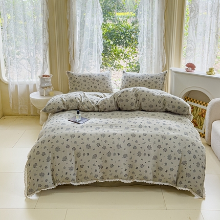 91家纺网 家纺一手货源 找家纺 （总）可思家纺 2025新款法式皱皱纱四件套