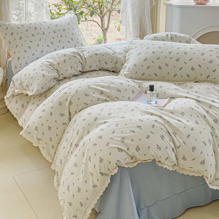 91家纺网 家纺一手货源 找家纺 可思家纺 2025新款法式皱皱纱四件套 南城旧事