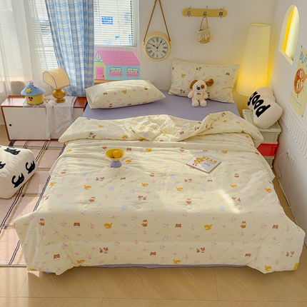 91家纺网 家纺一手货源 找家纺 （总）颜选 2025新款印花棉柔水洗棉夏被四件套