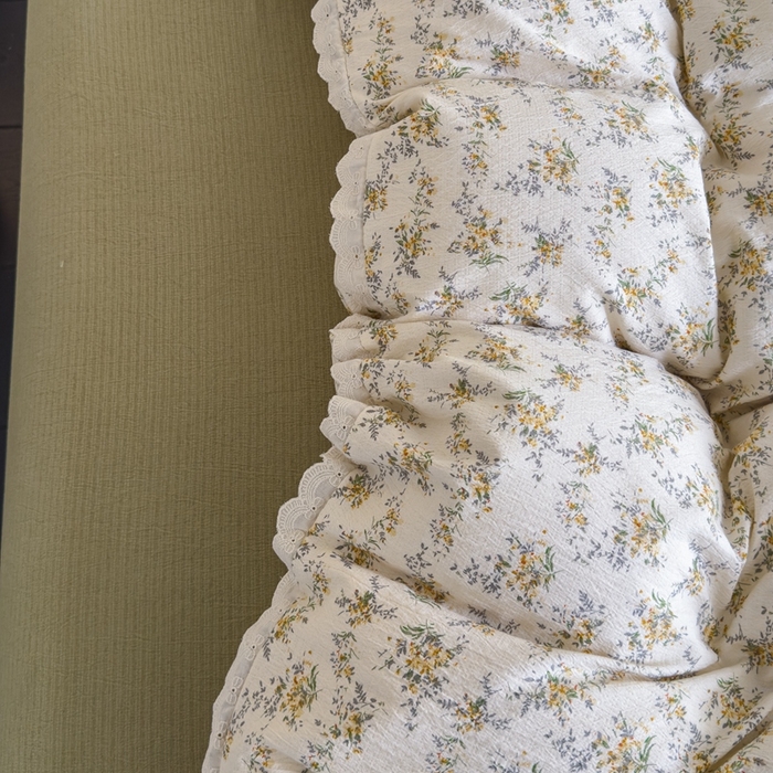 91家纺网 家纺一手货源 找家纺 可思家纺 2025新款法式皱皱纱四件套 花田