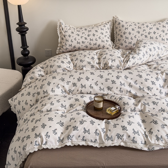 91家纺网 家纺一手货源 找家纺 可思家纺 2025新款法式皱皱纱四件套 秋语