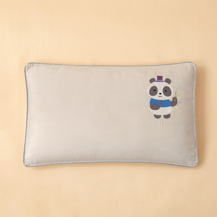 喜多兔2025新款小轻柔纯棉双层纱枕套枕头 灰色萌熊猫