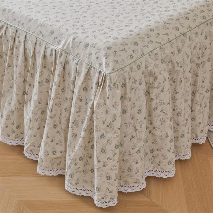 91家纺网 家纺一手货源 找家纺 缦彩 2025新款韩版纯棉床裙四件套 春野