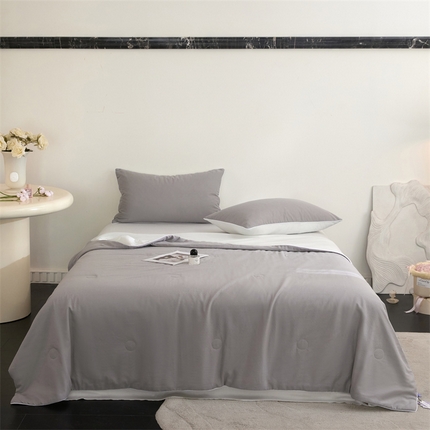 91家纺网 家纺一手货源 找家纺 （总）头等舱  2025新款锦氨&全棉双层纱一被两用A类20大豆7A抗菌夏被（配礼盒）