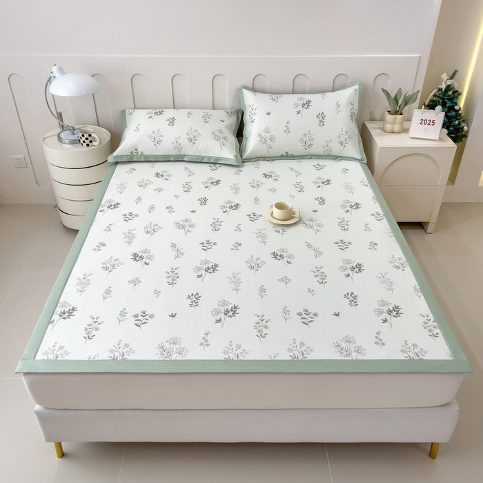 91家纺网 家纺一手货源 找家纺 倾慕家纺 2025年新款600D丝滑冰丝凉席-床席款 清凉一叶