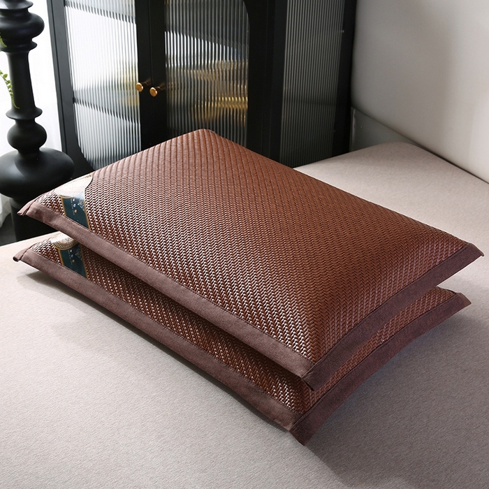 91家纺网 家纺一手货源 找家纺 小牛2025新款PE冷感霸王藤夏凉枕套系列凉枕套凉枕套冰丝枕套藤枕套冰藤枕套冰丝枕套竹枕套凉席枕套豆豆枕 红棕48*74cm【一只】
