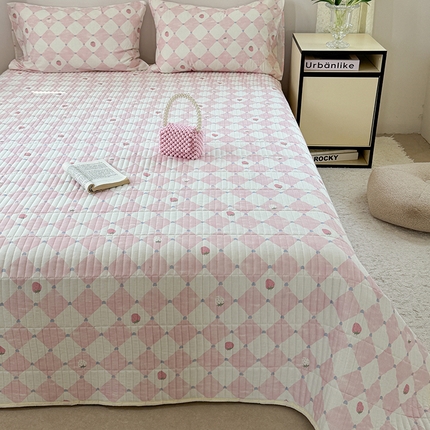 TT.one 塔塔家居 2025新款全棉双层纱贝壳边夏被系列 床盖·草莓酱粉