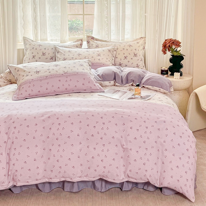 91家纺网 家纺一手货源 找家纺 （总）2025斯卡诺新款拼色针织水洗棉床盖四件套