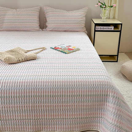 91家纺网 家纺一手货源 找家纺 TT.one 塔塔家居 2025新款全棉双层纱贝壳边夏被系列 床盖·多彩