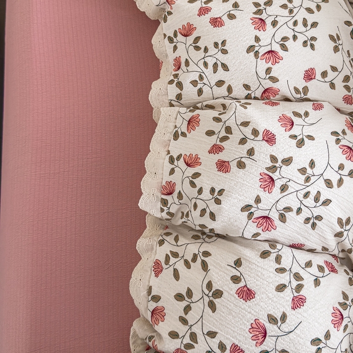 91家纺网 家纺一手货源 找家纺 可思家纺 2025新款法式皱皱纱四件套 桃夭