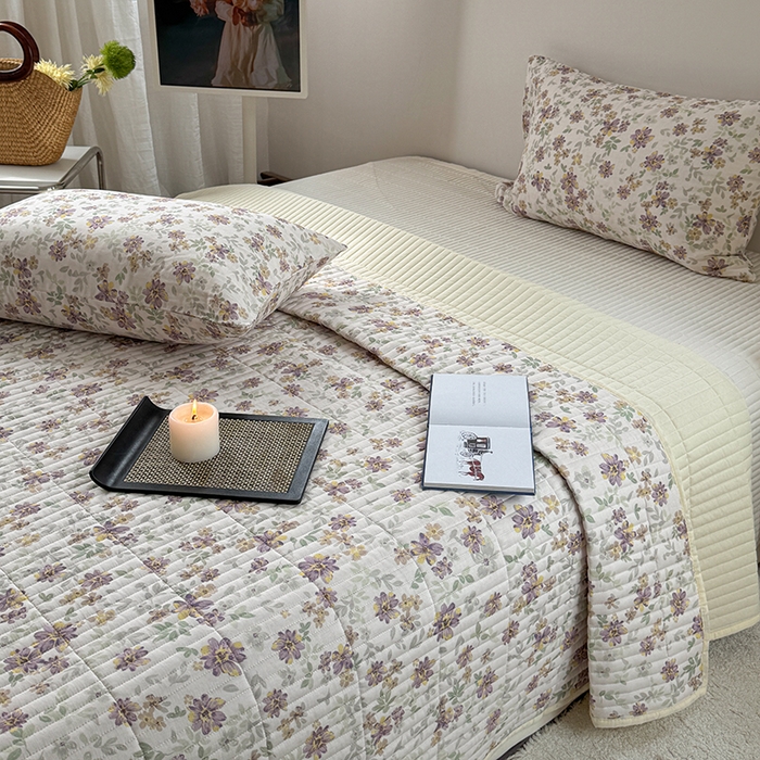 91家纺网 家纺一手货源 找家纺 TT.one 塔塔家居 2025新款全棉双层纱贝壳边夏被系列 床盖·半夏