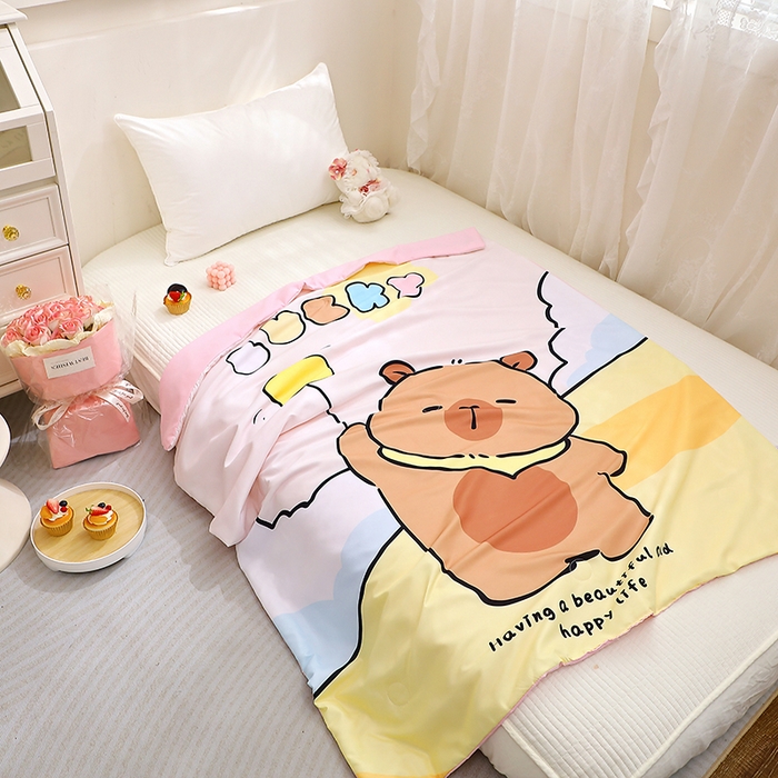 91家纺网 家纺一手货源 找家纺 八零年代 2025新款儿童A类天丝夏被冰爽棉空调被凉感被幼儿园凉席夏被三件套