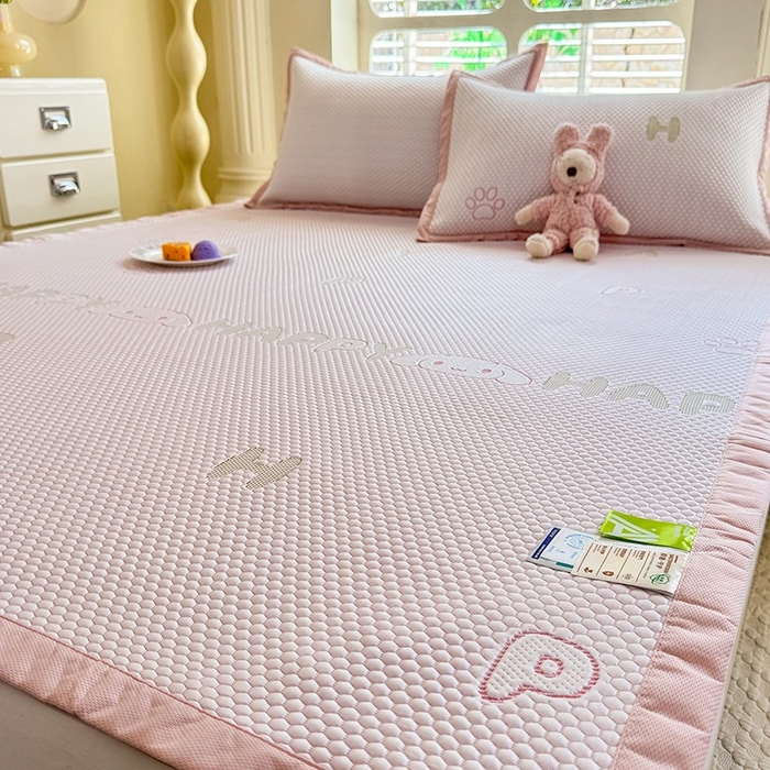 91家纺网 家纺一手货源 找家纺 绒世界 2025新款A类提花凉感豆豆复合凉席套件 提花豆豆-小狗