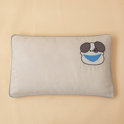 喜多兔2025新款小轻柔纯棉双层纱枕套枕头 灰色Q小狗