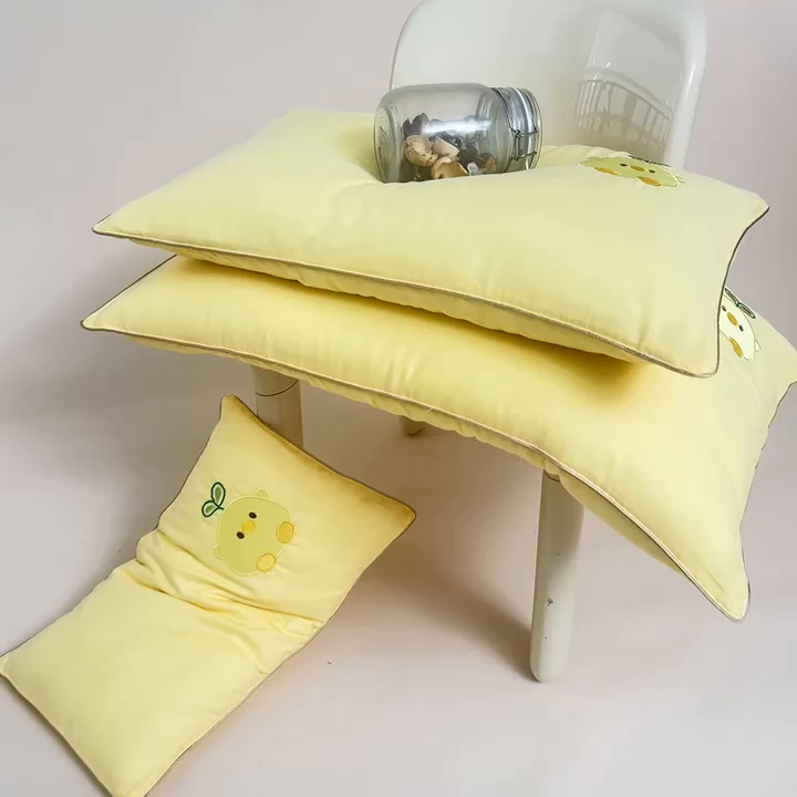 91家纺网 家纺一手货源 找家纺 喜多兔2025新款小轻柔纯棉双层纱枕套枕头 黄色Q小鸡