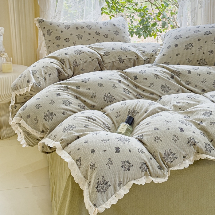 91家纺网 家纺一手货源 找家纺 （总）可思家纺 2025新款法式皱皱纱四件套