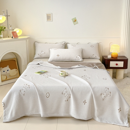 卡伦家纺2025凉豆豆冰丝毯系列 小熊——咖