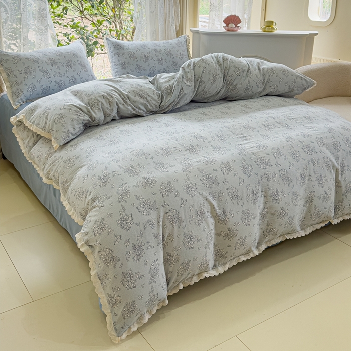 91家纺网 家纺一手货源 找家纺 可思家纺 2025新款法式皱皱纱四件套 莱茵河畔