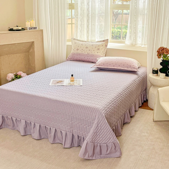 91家纺网 家纺一手货源 找家纺 （总）2025斯卡诺新款拼色针织水洗棉床盖四件套