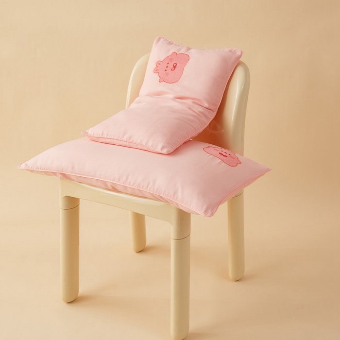 91家纺网 家纺一手货源 找家纺 喜多兔2025新款小轻柔纯棉双层纱枕套枕头 粉色Q小兔