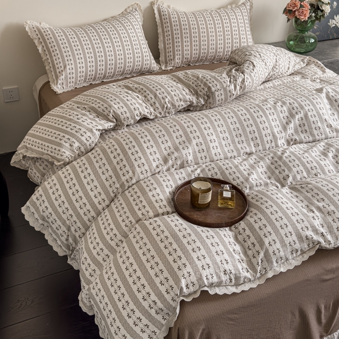 91家纺网 家纺一手货源 找家纺 可思家纺 2025新款法式皱皱纱四件套 罗马假日