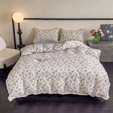 91家纺网 家纺一手货源 找家纺 可思家纺 2025新款法式皱皱纱四件套 夏日海岛