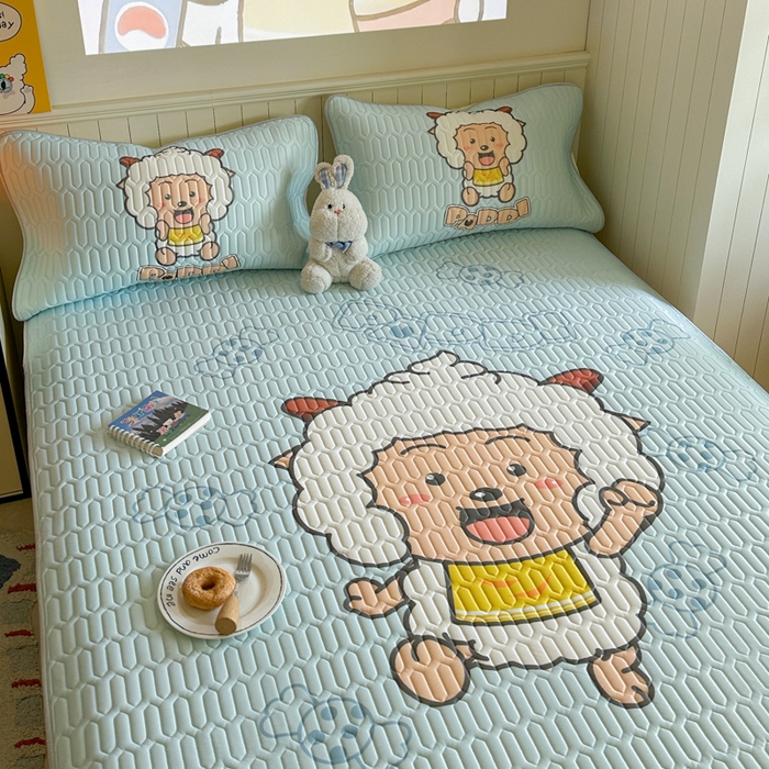 91家纺网 家纺一手货源 找家纺 金爱家 2025新款凉感丝乳胶凉席 乳胶-懒羊羊