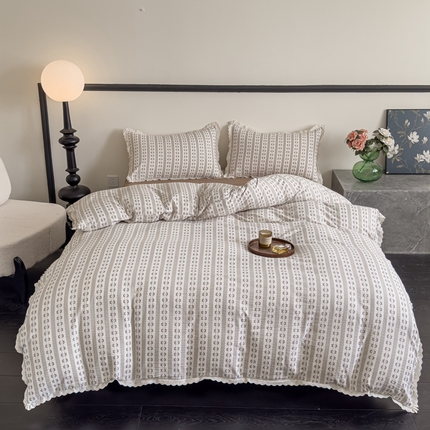 可思家纺 2025新款法式皱皱纱四件套 罗马假日