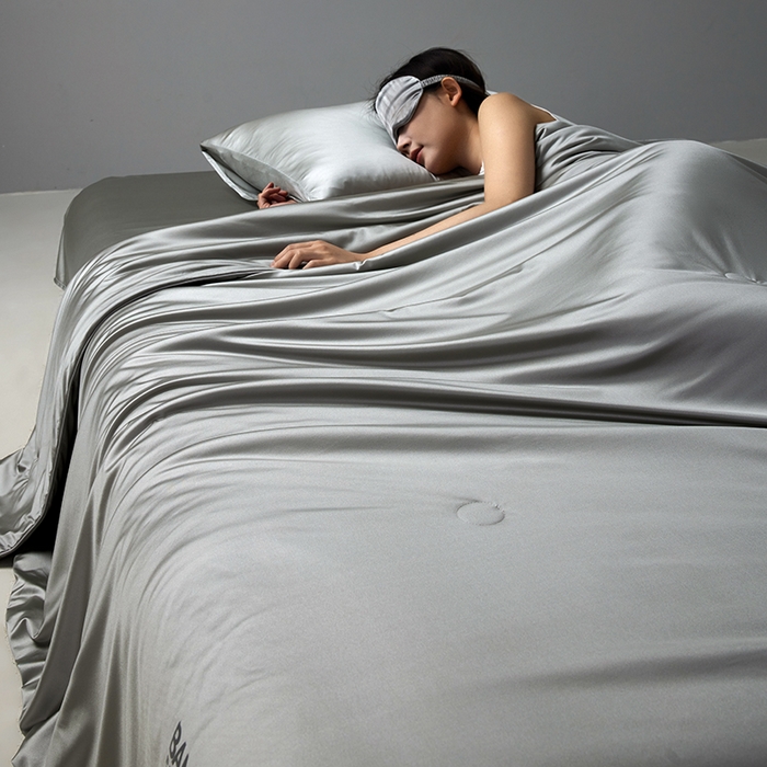 91家纺网 家纺一手货源 找家纺 莱福仕家纺 2025新款A类莹丝流光蚕丝系列夏被 慕尼灰